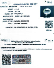 4.91/CT Natural Yellow Sapphire With Govt Lab Certificate